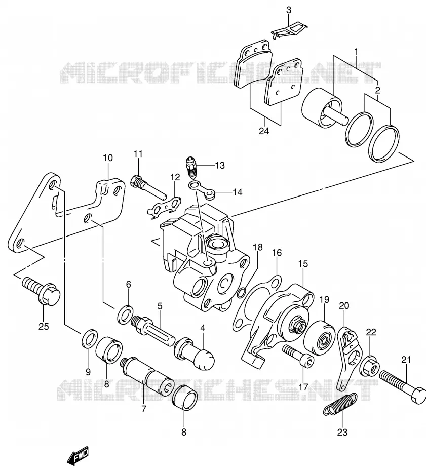 ETRIER DE FREIN ARRIERE (MODEL K4/K5/K6/K7) Suzuki QUAD 400 QUADSPORT 2007  LT-Z400K7(E3/E28)