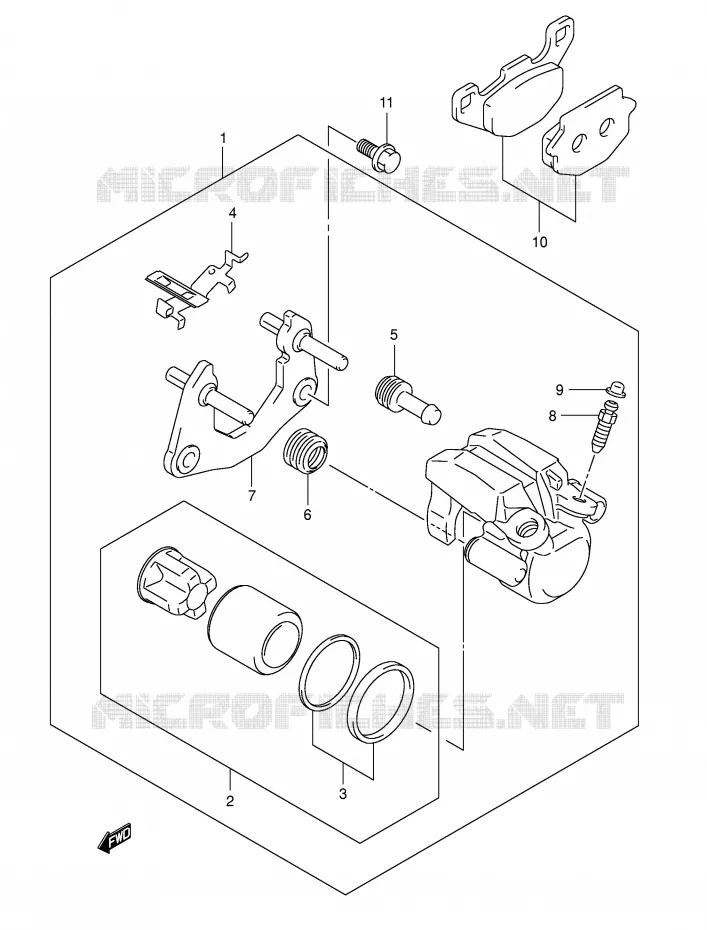ETRIER DE FREIN ARRIERE (MODEL K5/K6/K7) Suzuki QUAD 500 VINSON 2004  LT-A500FK4(P28/P33)
