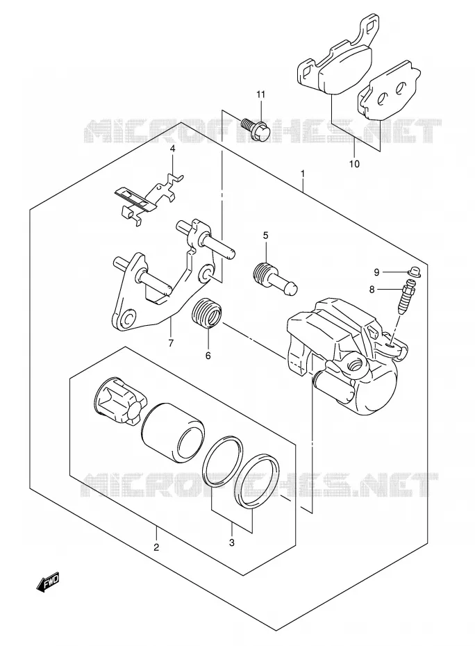 ETRIER DE FREIN ARRIERE (MODEL K5/K6/K7) Suzuki QUAD 500 VINSON 2004  LT-F500FK4(P24)