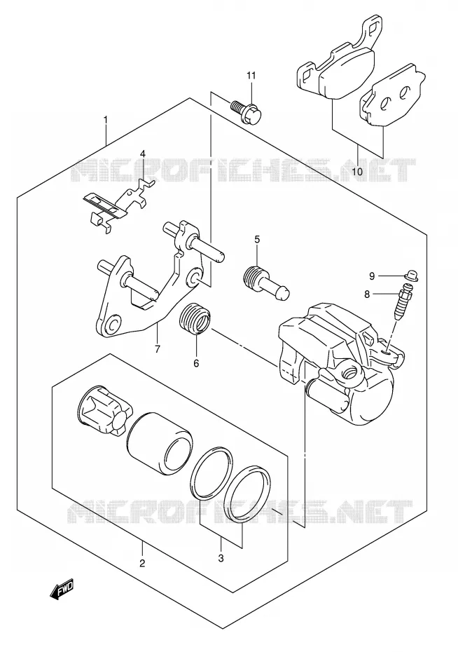 ETRIER DE FREIN ARRIERE (MODEL K5/K6/K7) Suzuki QUAD 500 VINSON 2006  LT-F500FK6(P28/P33)