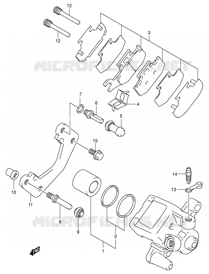 ETRIER DE FREIN ARRIERE (MODELE K2) Suzuki QUAD 500 VINSON 2002  LT-A500FK2(E3/E28)