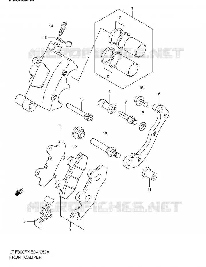 ETRIER DE FREIN AVANT (MODELE K2/K4) Suzuki QUAD 300 KINGQUAD 2001  LT-F300FK1(E24)