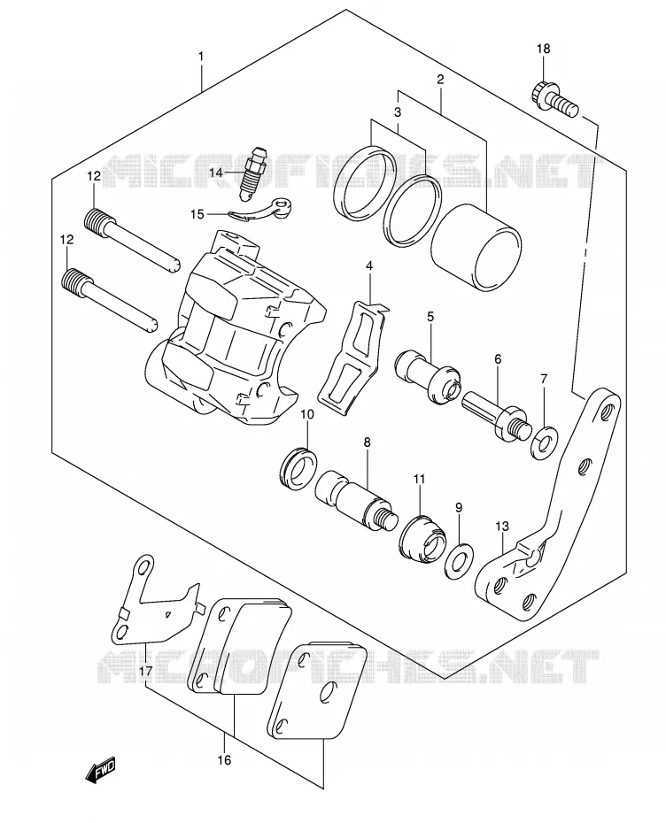 ETRIER DE FREIN AVANT Suzuki QUAD 400 EIGER 2007  LT-F400K7(P3/P28)