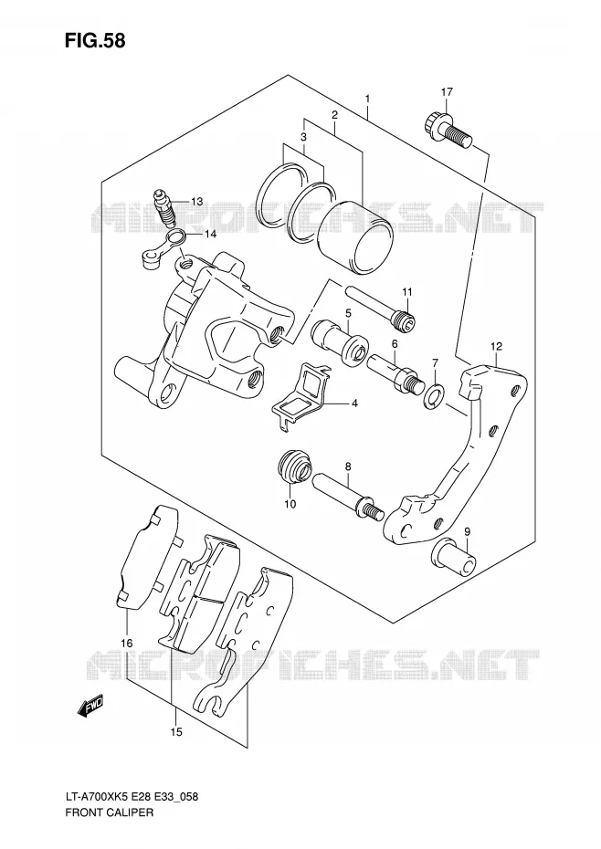ETRIER DE FREIN AVANT Suzuki QUAD 700 KINGQUAD 2005  LT-A700XK5(E28/E33)