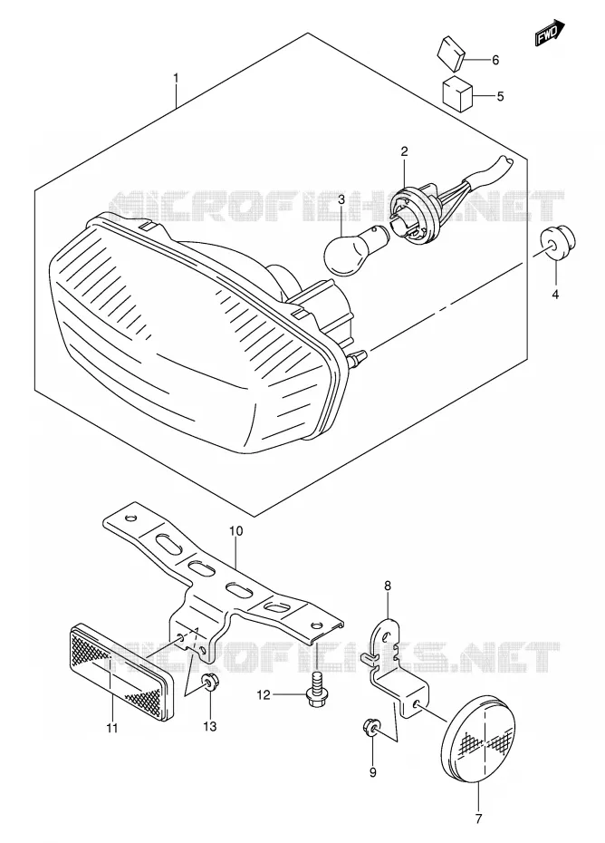 FEU ARRIERE (MODEL K5/K6/K7 E28) Suzuki QUAD 400 QUADSPORT 2006  LT-Z400K6(E3/E28)