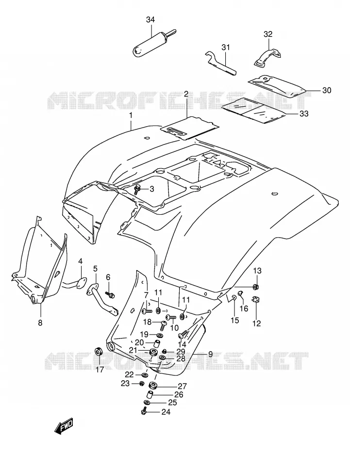 GARDE BOUE ARRIERE Suzuki QUAD 160 OZARK 2002  LT-F160K2(P24)