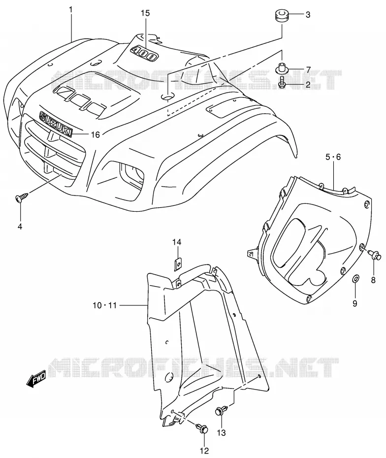GARDE BOUE AVANT (MODELE K4) Suzuki QUAD 400 EIGER 2006  LT-F400K6(P24)