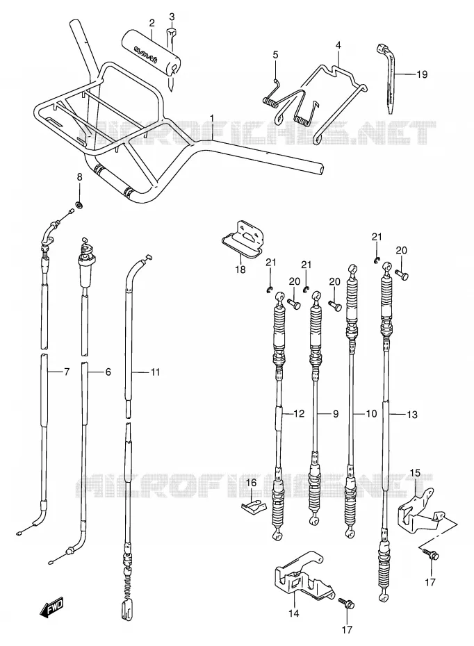 GUIDON - CABLES Suzuki QUAD 300 KINGQUAD 1996  LT-F4WDXT(E17)