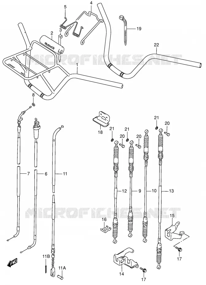GUIDON - CABLES Suzuki QUAD 300 KINGQUAD 2001  LT-F300FK1(E24)