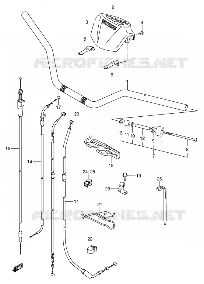 GUIDON (MODELE K3/K4) Suzuki QUAD 400 QUADSPORT 2006  LT-Z400K6(E3/E28)