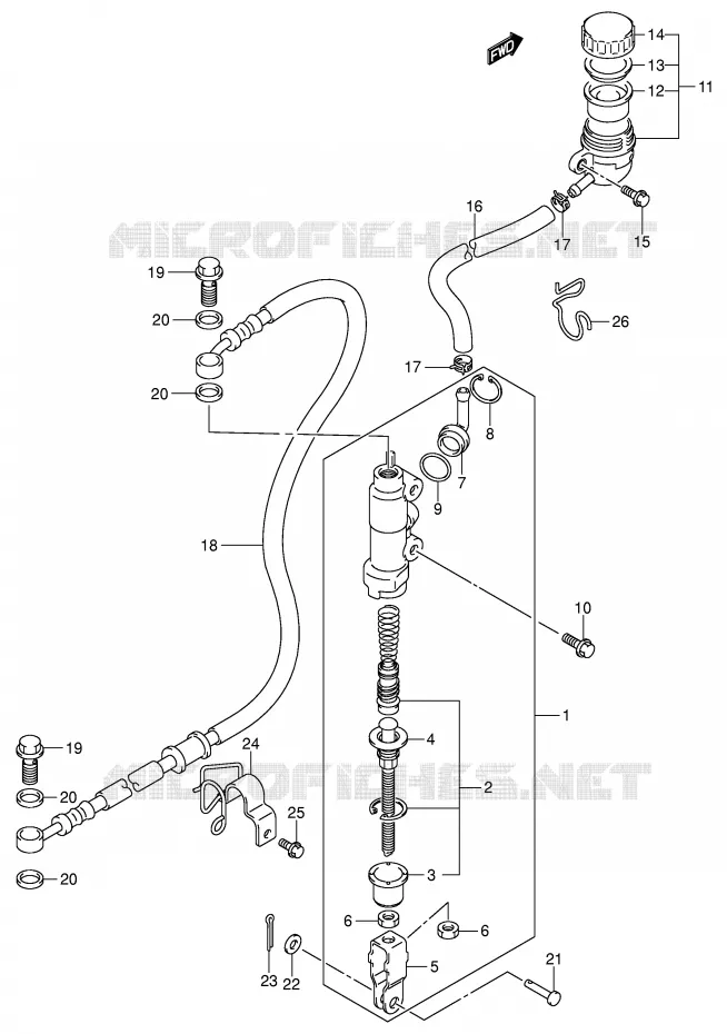 MAITRE CYLINDRE ARRIERE Suzuki QUAD 400 QUADSPORT 2003  LT-Z400K3(E3/E28)