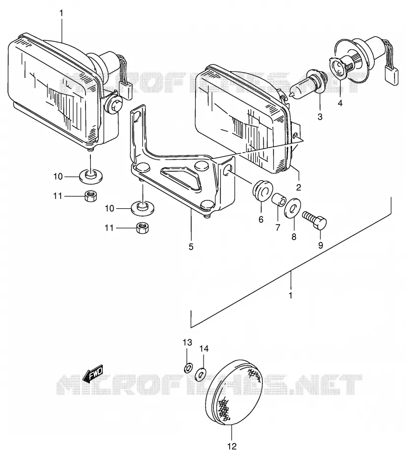 PHARE (MODELE V/W) Suzuki QUAD 250 KINGQUAD 1998  LT-F4WDW(E28)