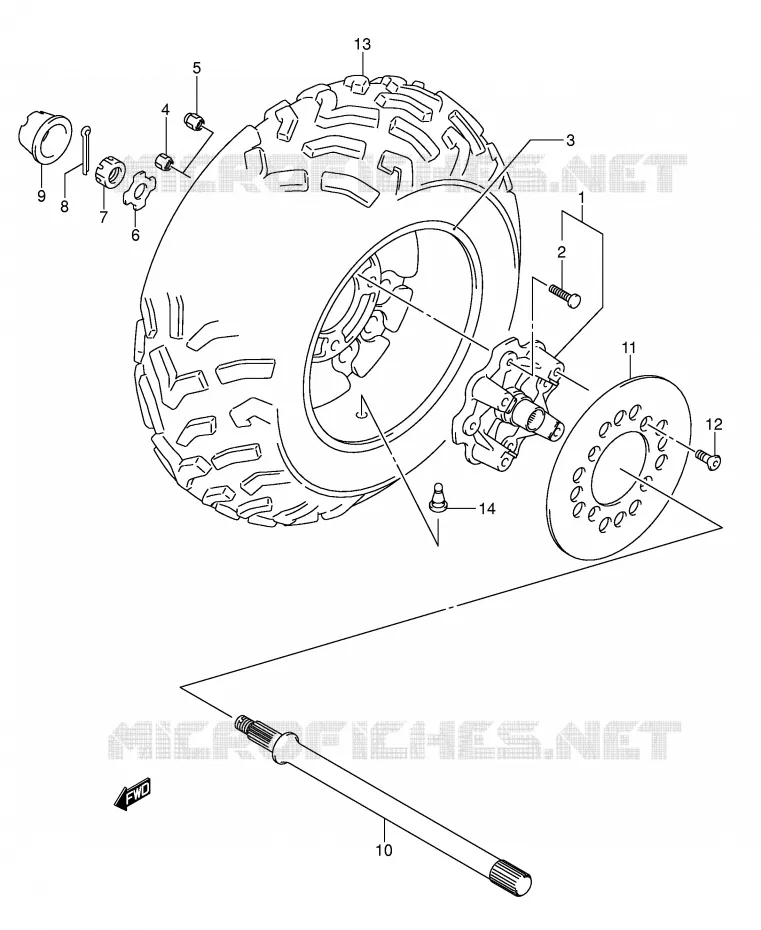 ROUE ARRIERE DROITE Suzuki QUAD 500 KINGQUAD 2005  LT-A500FK5(P28/P33)