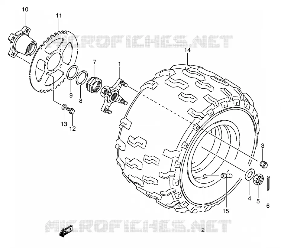 ROUE ARRIERE GAUCHE (MODEL K5/K6/K7) Suzuki QUAD 400 QUADSPORT 2006  LT-Z400K6(E19)