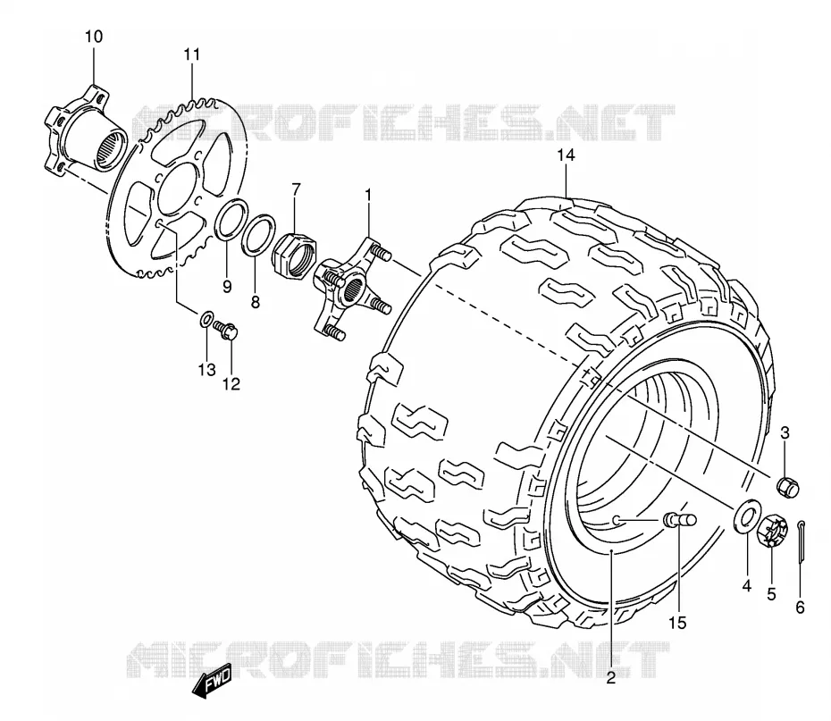 ROUE ARRIERE GAUCHE (MODEL K5/K6/K7) Suzuki QUAD 400 QUADSPORT 2007  LT-Z400K7(E3/E28)