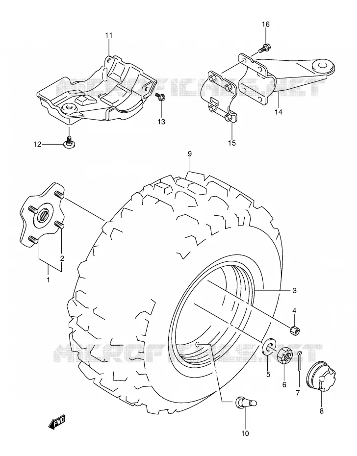 ROUE ARRIERE GAUCHE Suzuki QUAD 250 OZARK 2002  LT-F250K2(E17)