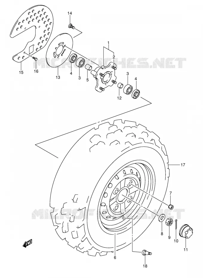 ROUE AVANT (MODELE K2/K3) Suzuki QUAD 250 OZARK 2003  LT-F250K3(E17)