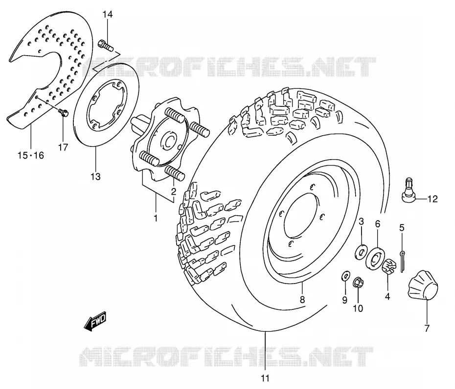 ROUE AVANT (MODELE K2/K4) Suzuki QUAD 300 KINGQUAD 2002  LT-F300FK2(E3/E28)