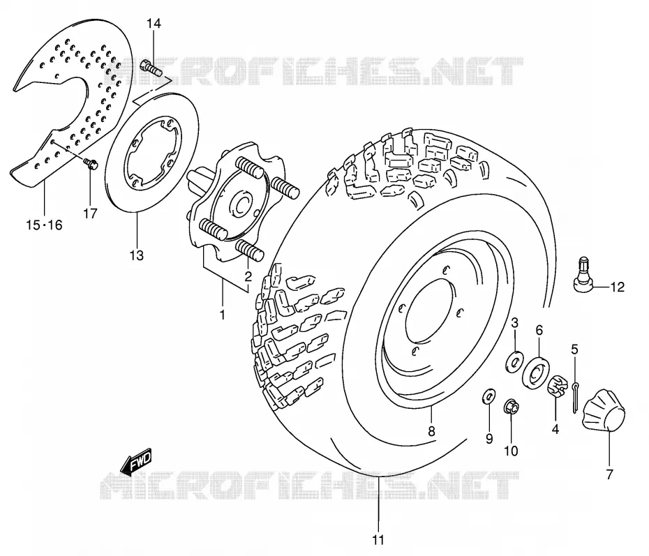 ROUE AVANT (MODELE K2/K4) Suzuki QUAD 300 KINGQUAD 2004  LT-F300FK4(E24)