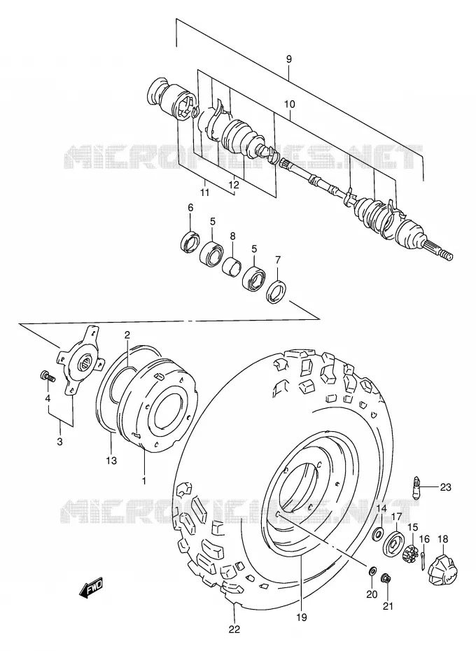 ROUE AVANT (VOIR NOTE) Suzuki QUAD 250 KINGQUAD 1996  LT-F4WDT(E17)