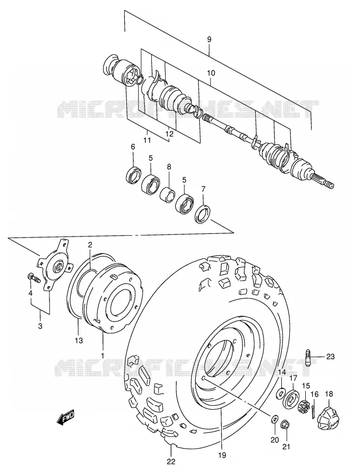 ROUE AVANT (VOIR NOTE) Suzuki QUAD 250 KINGQUAD 1996  LT-F4WDT(E28)