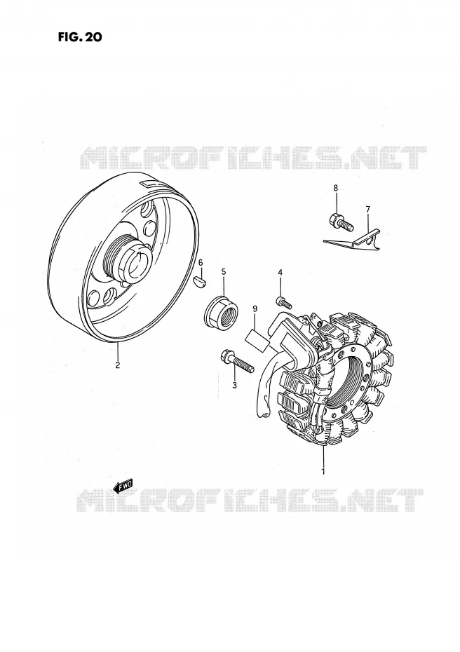 ALLUMAGE ROTOR - STATOR Suzuki QUAD 250 OZARK 1988  LT-F250J(E3)