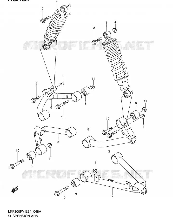 AMORTISSEUR - TRIANGLES (MODELE K2/K4) Suzuki QUAD 300 KINGQUAD 2002  LT-F300FK2(E24)