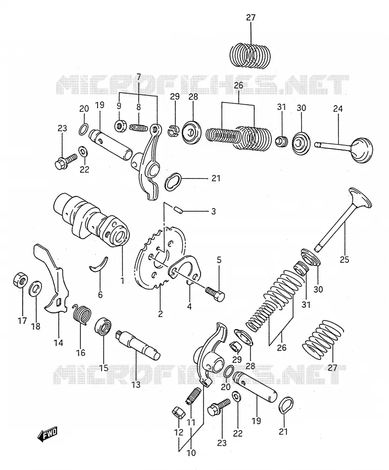 ARBRE A CAMES - SOUPAPES Suzuki QUAD 250 KINGQUAD 1992  LT-F4WDN(E28)