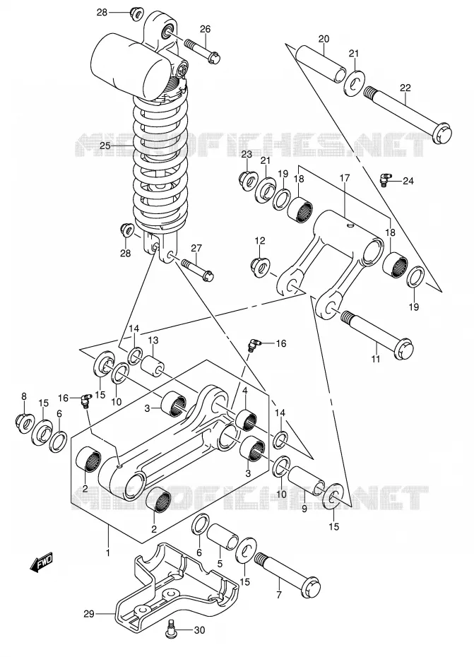BIELLETTE DE SUSPENSION ARRIERE (MODEL K5/K6/K7) Suzuki QUAD 400 QUADSPORT 2004  LT-Z400K4(E19)