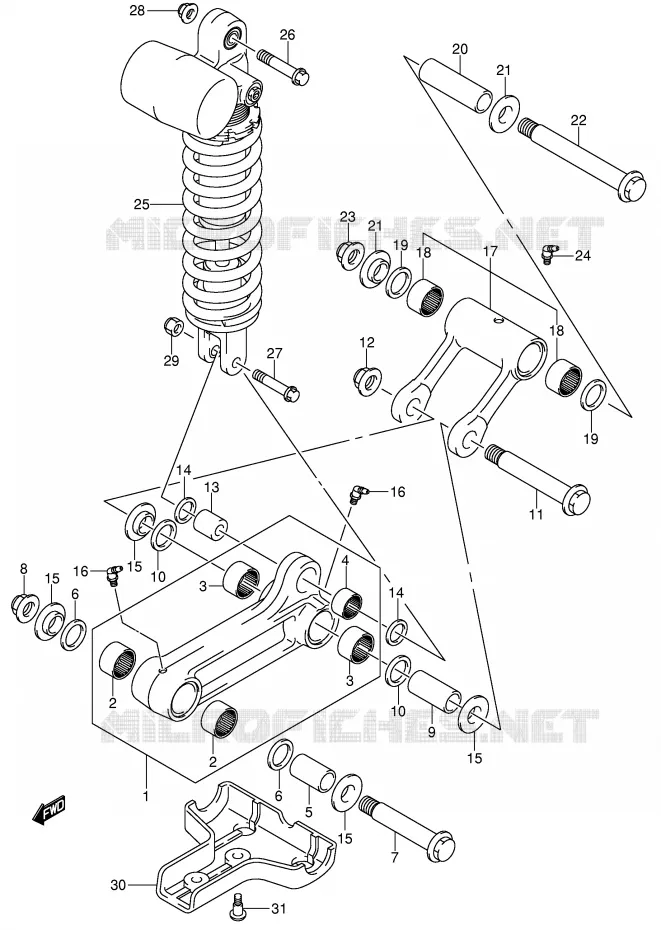 BIELLETTE DE SUSPENSION ARRIERE (MODELE K4) Suzuki QUAD 400 QUADSPORT 2004  LT-Z400K4(E19)