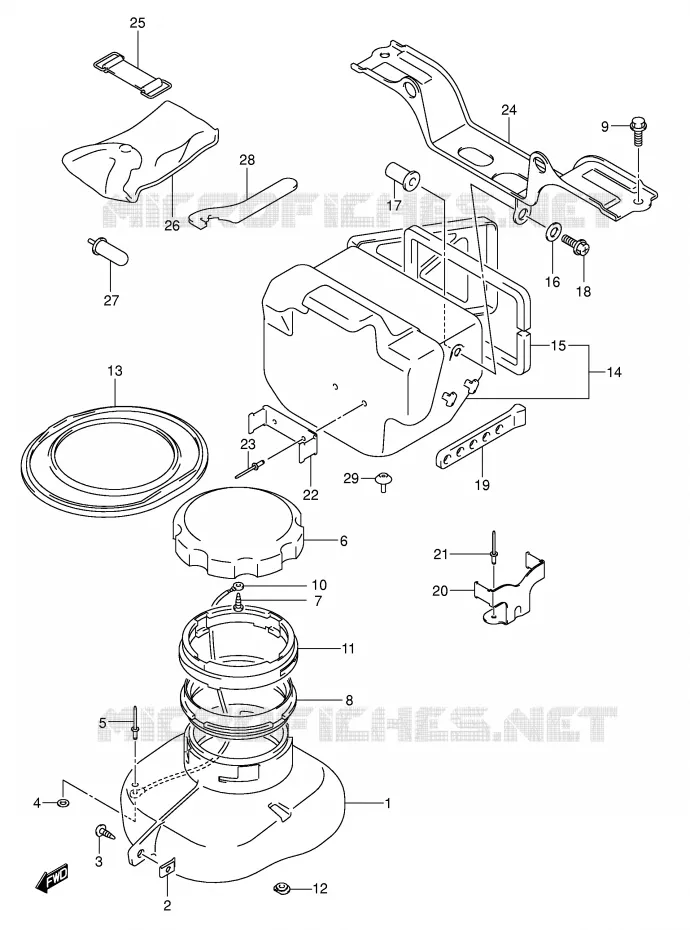 BOITE - TROUSSE A OUTILS Suzuki QUAD 500 KINGQUAD 2005  LT-A500FK5(P28/P33)
