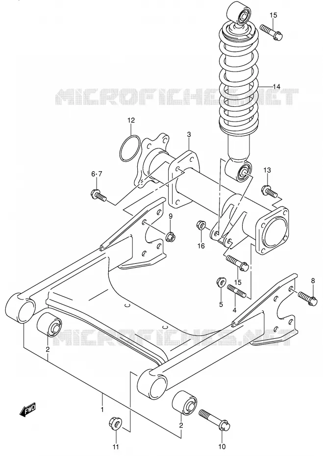 BRAS OSCILLANT ARRIERE (MODELE K2/K3/K4) Suzuki QUAD 250 OZARK 2003  LT-F250K3(E3/E28)