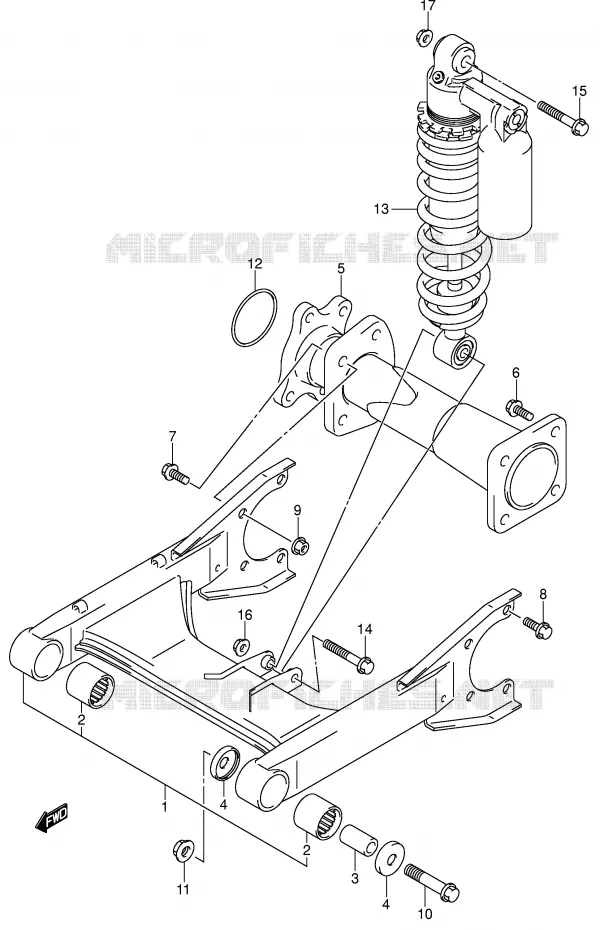 BRAS OSCILLANT ARRIERE (MODELE K4/K5) Suzuki QUAD 250 QUADSPORT 2004  LT-Z250K4(E28/E33)