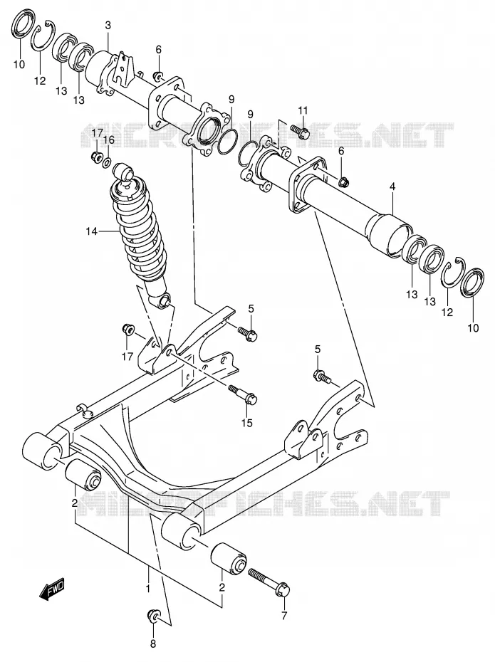 BRAS OSCILLANT ARRIERE Suzuki QUAD 400 EIGER 2003  LT-A400K3(P3/P28)