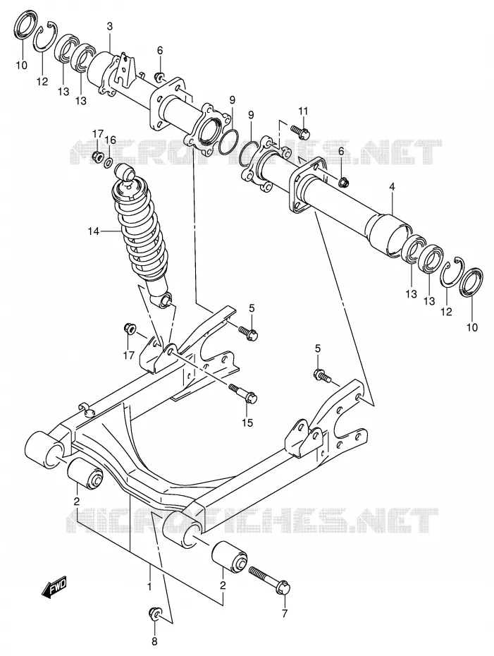 BRAS OSCILLANT ARRIERE Suzuki QUAD 400 EIGER 2004  LT-F400K4(P24)