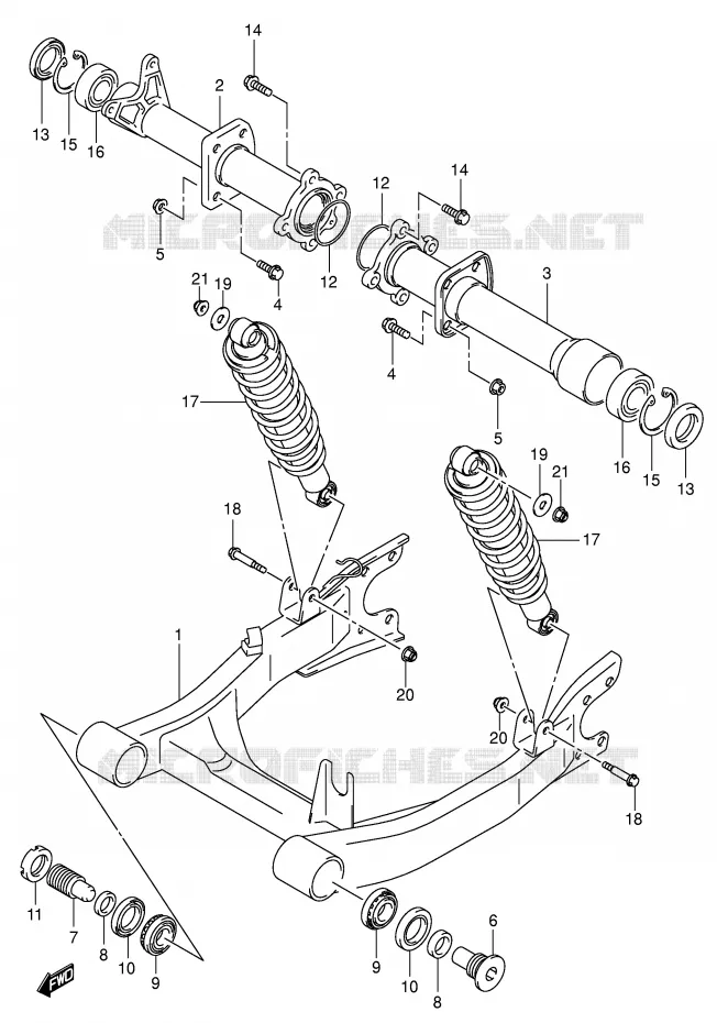BRAS OSCILLANT ARRIERE Suzuki QUAD 500 VINSON 2007  LT-F500FK7(P28/P33)