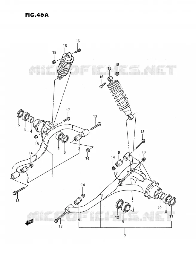 BRAS SUSPENSION ARRIERE (MODELE J/K/L/M/N/P/R/S) Suzuki QUAD 250 KINGQUAD 1989  LT-F4WDK(E2)