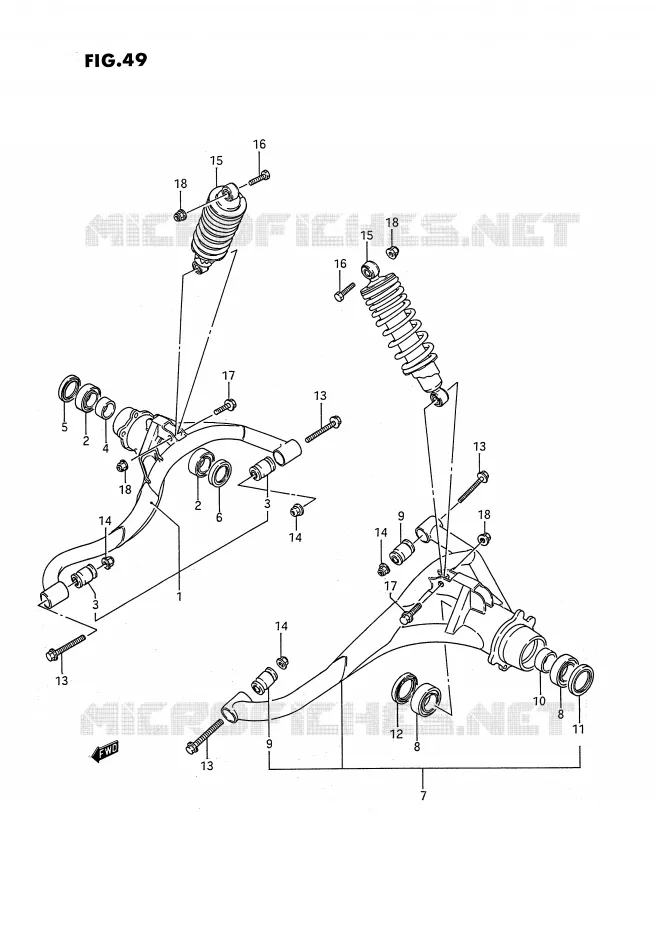 BRAS SUSPENSION ARRIERE Suzuki QUAD 300 KINGQUAD 1991  LT-F4WDXM(E3)