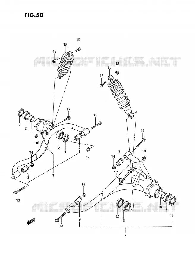 BRAS SUSPENSION ARRIERE Suzuki QUAD 300 KINGQUAD 1993  LT-F4WDXP(E2)