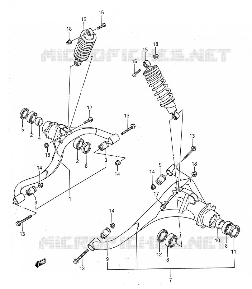 BRAS SUSPENSION ARRIERE Suzuki QUAD 300 KINGQUAD 1994  LT-F4WDXR(E28)