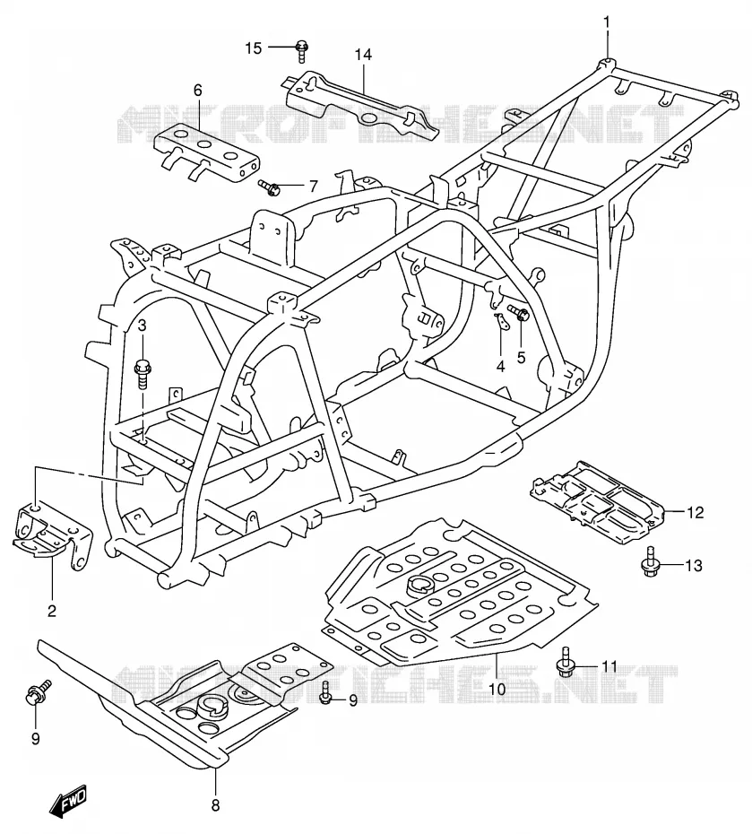 CADRE (MODELE K1/K2) Suzuki QUAD 500 QUADMASTER 2001  LT-F500FK1(E3/E28)