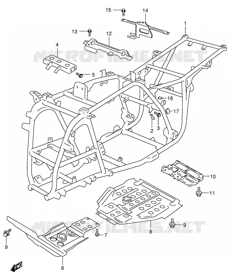 CADRE (MODELE W/X/Y) Suzuki QUAD 500 QUADMASTER 2000  LT-F500FY(E3/E28)