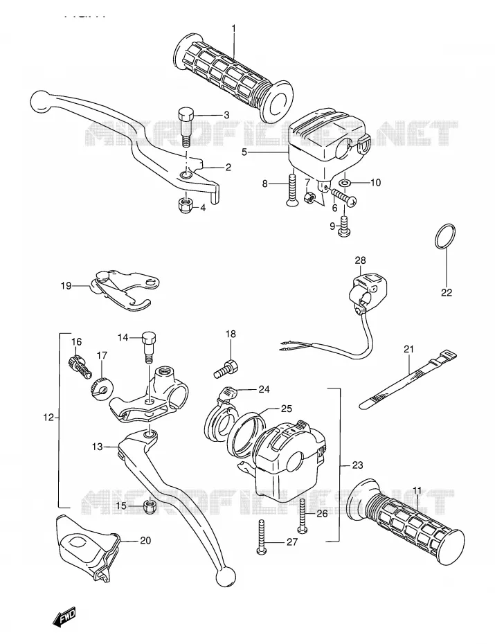 ENSEMBLE LEVIERS - POIGNEES Suzuki QUAD 500 VINSON 2000  LT-A500FY(E24)
