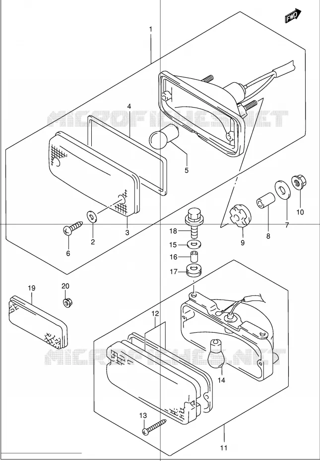 FEU ARRIERE (MODELE K1/K2 E17) Suzuki QUAD 300 KINGQUAD 2004  LT-F300FK4(E24)