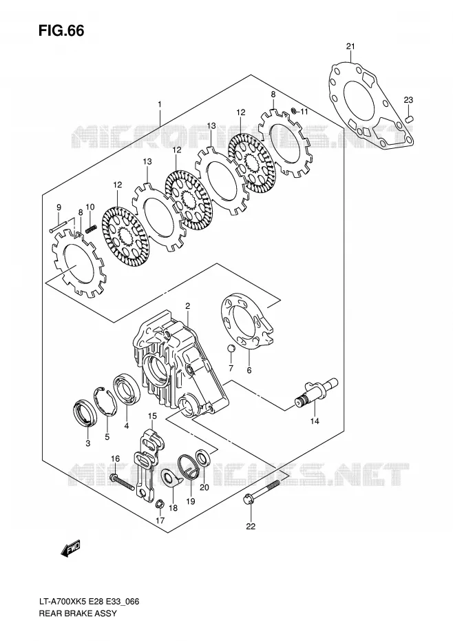 FREIN ARRIERE Suzuki QUAD 700 KINGQUAD 2005  LT-A700XK5(E28/E33)