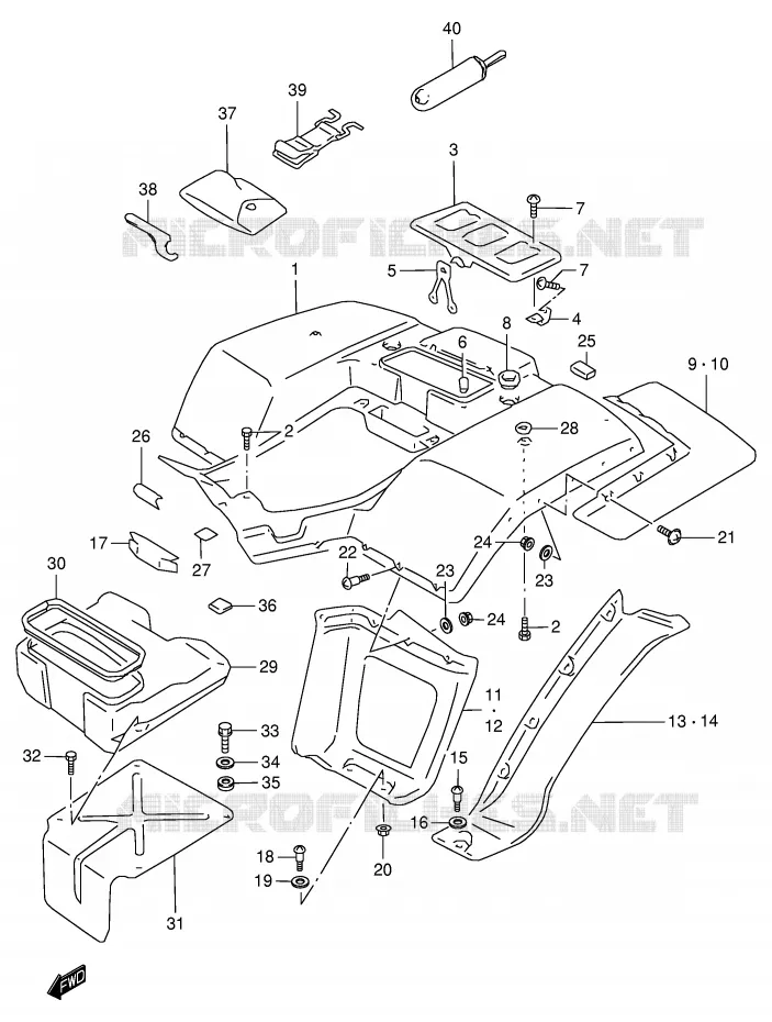 GARDE BOUE ARRIERE Suzuki QUAD 250 OZARK 1998  LT-F250W(E24)