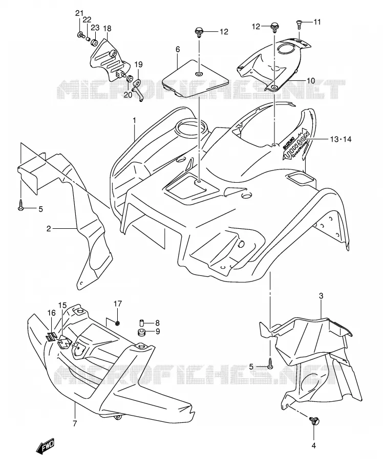 GARDE BOUE AVANT (MODELE K5) Suzuki QUAD 500 VINSON 2004  LT-F500FK4(P24)