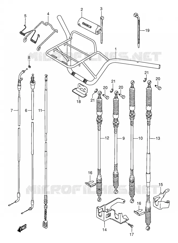 GUIDON - CABLES Suzuki QUAD 250 KINGQUAD 1996  LT-F4WDT(E17)