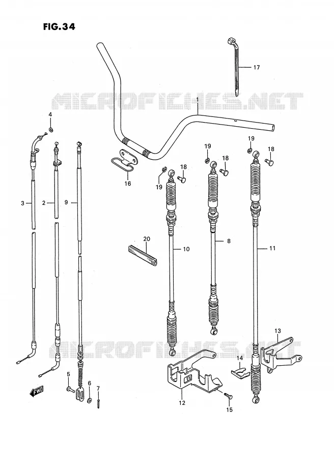 GUIDON (MODELE J/K) Suzuki QUAD 250 OZARK 1989  LT-F250K(E2)