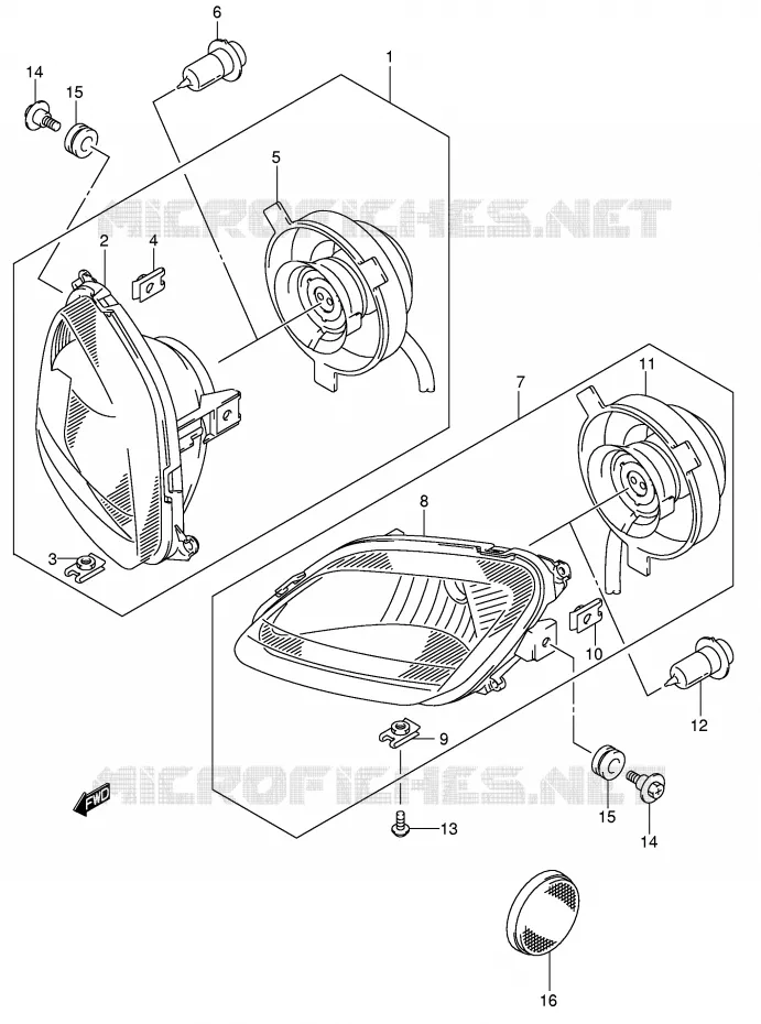 PHARE (MODELE K5) Suzuki QUAD 400 EIGER 2007  LT-A400K7(P3/P28)